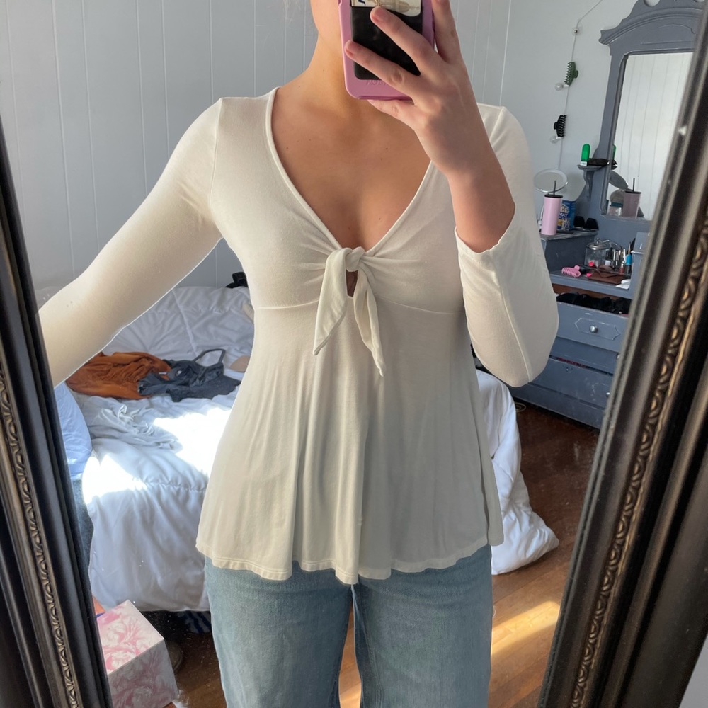 Tie front blouse.